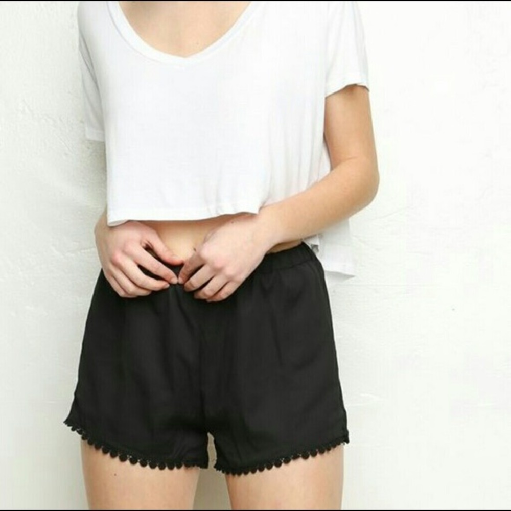 Brandy Melville Black Grey Leticia Pom Shorts